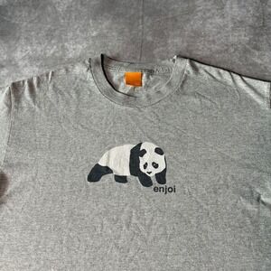 Vintage Enjoi Skateboards Panda Logo T-Shirt Gray Mens Large Y2K Skate Tee